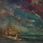 Portside 36 x 24" Acrylic on Canvas edge Palette Knife